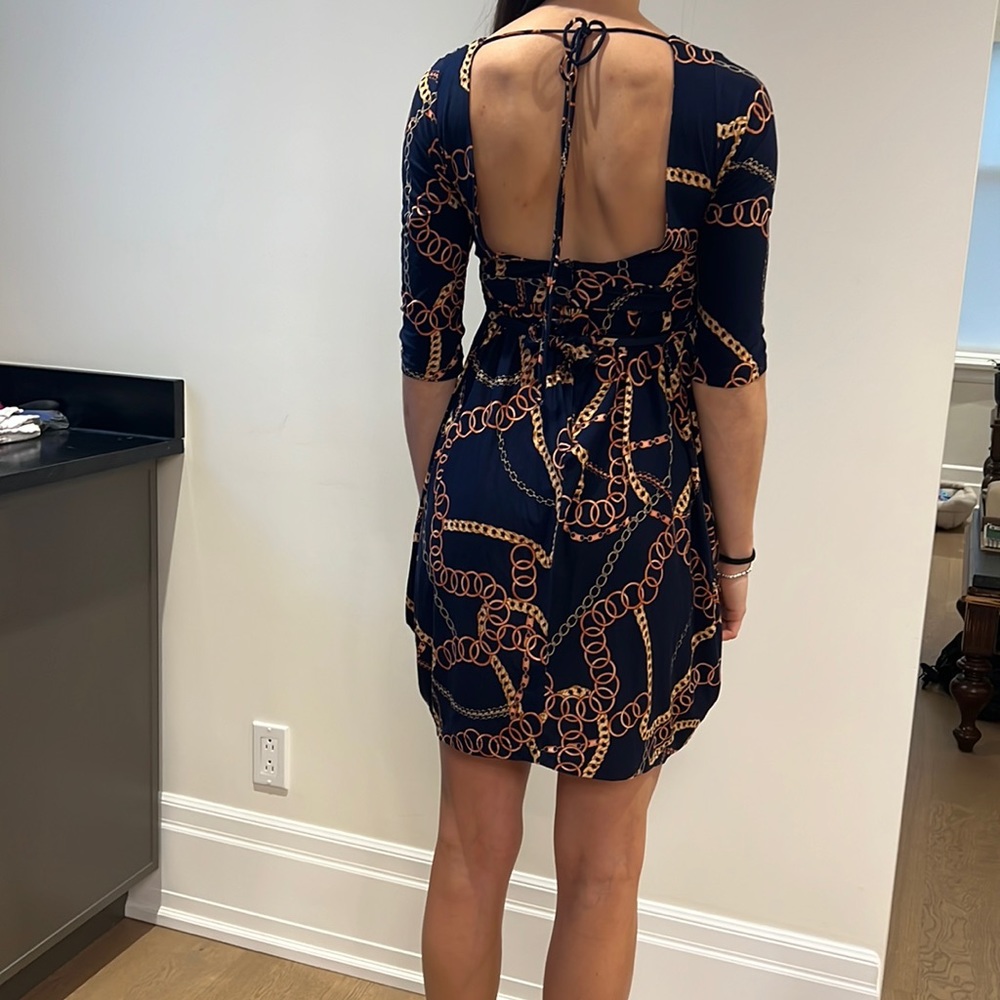 Designer cocktail dress- open back